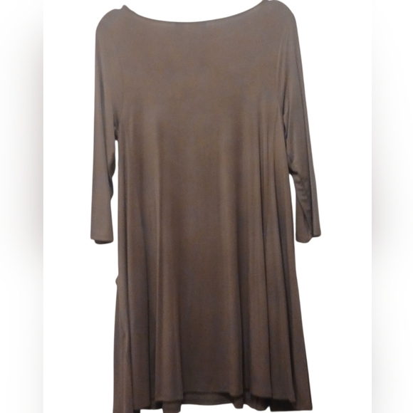 Sigrid Olsen - NWT, Taupe Dress W/ Pockets, Round Neck, 3/4 Sleeves, Size Medium - Picture 5 of 9